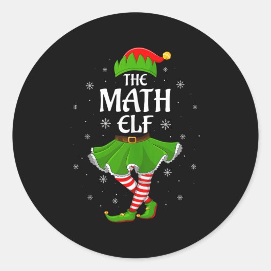 Math Elf Christmas Family Girls Women Elf Squad Xm Runder Aufkleber (Vorderseite)