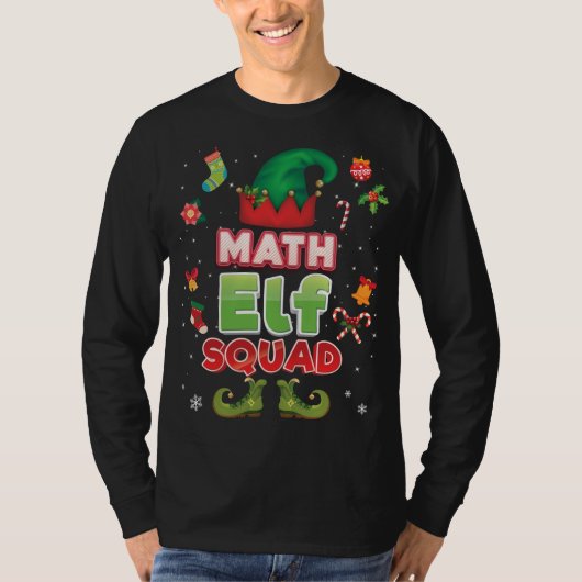 Math Elf Squad Weihnachtslehrer Weihnachtsmannmütz T-Shirt (Vorderseite)