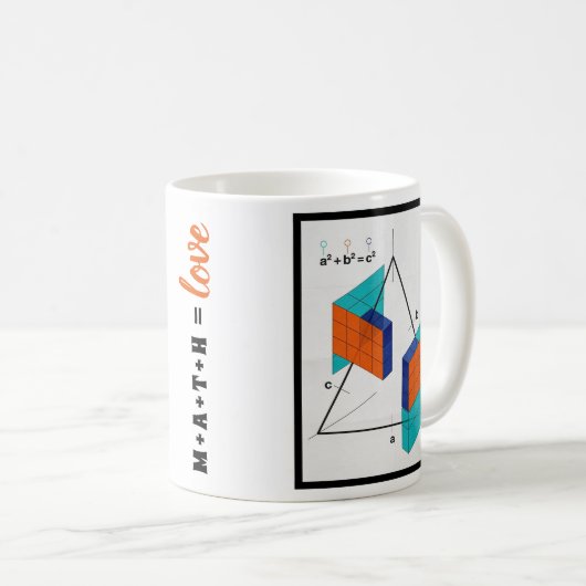 Math Equals Love 3D Pythagorean Theorem Mug Kaffeetasse (VorderseiteRechts)
