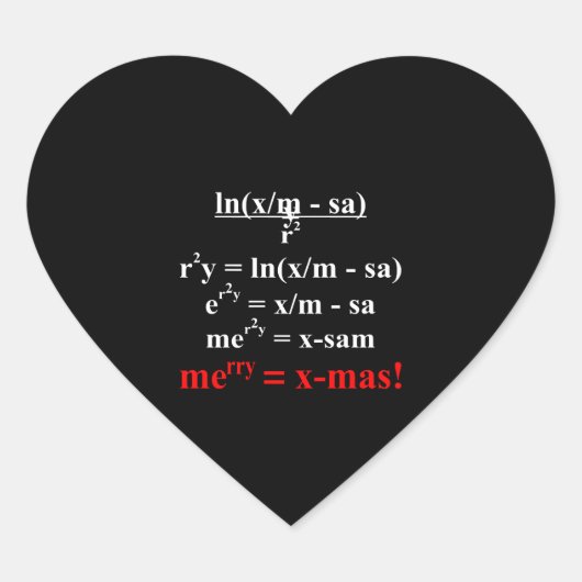 Math Equation Frohe Weihnachten Herz-Aufkleber (Vorderseite)