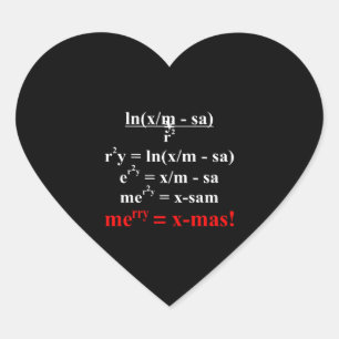 Math Equation Frohe Weihnachten Herz-Aufkleber