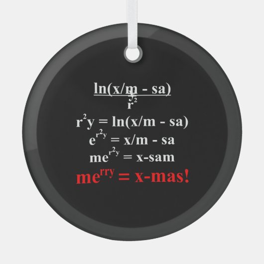 Math Equation Frohe Weihnachten Ornament Aus Glas (Vorderseite)