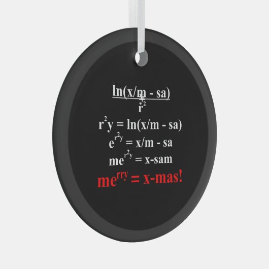 Math Equation Frohe Weihnachten Ornament Aus Glas (Vorderseite Rechts)