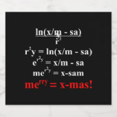 Math Equation Frohe Weihnachten Schaumweinetikett (Einzelnes Label)
