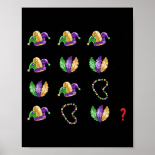 Math Equation Mardi Gras Beads Masken Lehrer Stude Poster