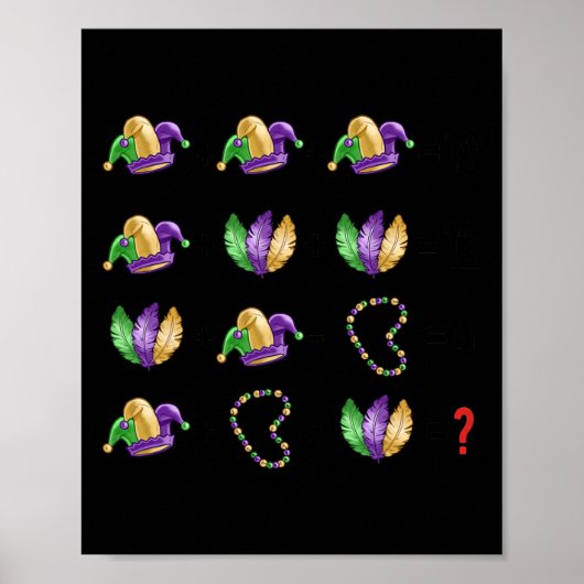 Math Equation Mardi Gras Beads Masken Lehrer Stude Poster (Vorne)