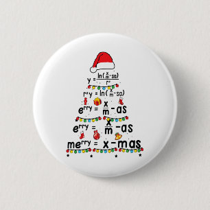 Math Equation Merry X-mas Funny Math Lehrer Chris Button