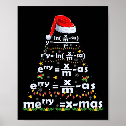 Math Equation Merry X-mas Funny Math Lehrer Chris Poster (Vorne)