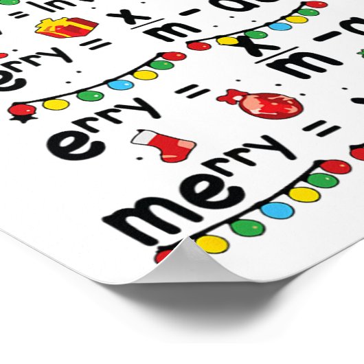 Math Equation Merry X-mas Funny Math Lehrer Chris Poster (Ecke)