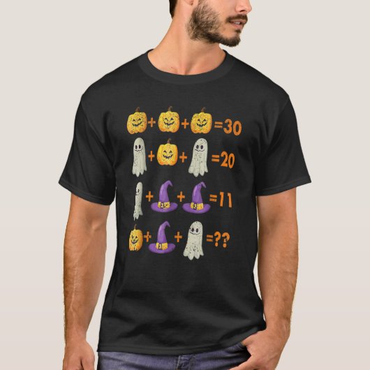 Math Equation Pumpkin Ghost Hexe Bat Halloween T-Shirt (Vorderseite)