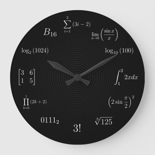 Math Equations and Notations Große Wanduhr (Vorderseite)