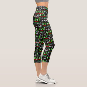 Math Fa La - Christmas Carol Ugly Sweater Style Capri Leggings