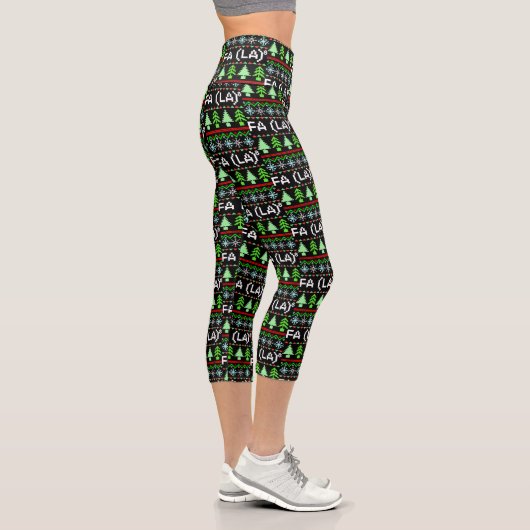 Math Fa La - Christmas Carol Ugly Sweater Style Capri Leggings (Rechts)