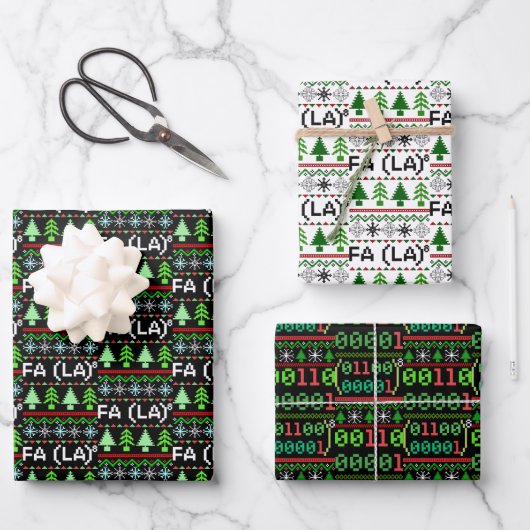 Math Fa La - Christmas Carol Ugly Sweater Style Geschenkpapier Set (Vorderseite)