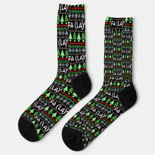 Math Fa La - Christmas Carol Ugly Sweater Style Socken (Linkes Detail)