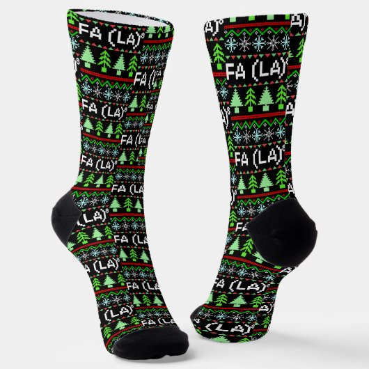 Math Fa La - Christmas Carol Ugly Sweater Style Socken (Gewinkelt)