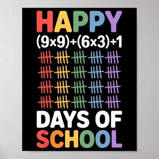 Math Formula 100 Days Of School Funny Math Teacher Poster (Vorne)