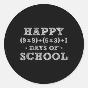 Math Formula 100 Days Of School Kid Boys Girls Tea Runder Aufkleber