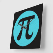 Math geek Pi symbol, blue on black Quadratische Wanduhr (Winkel)