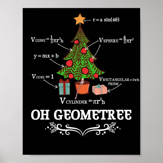 Math Geometry Christmas Tree Geometree Lehrer Poster (Vorne)
