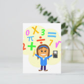 Math Girl Cartoon Postkarte (Stehend Vorderseite)