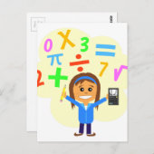 Math Girl Cartoon Postkarte (Vorne/Hinten)