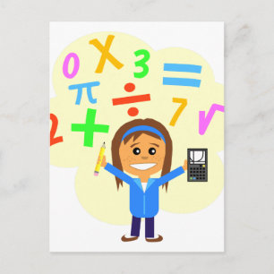 Math Girl Cartoon Postkarte