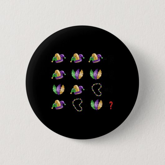 Math Gleichung Mardi Gras Perlen Masken Lehrer Sch Button (Vorderseite)