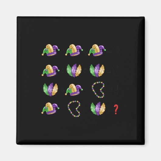 Math-Gleichung Mardi Gras Perlen Masken Lehrer Sch Magnet (Vorne)
