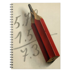 Math-Gleichung mit rotem Stift, Vintages Geschäft Notizblock