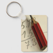 Math-Gleichung mit rotem Stift, Vintages Geschäft Schlüsselanhänger (Vorderseite)