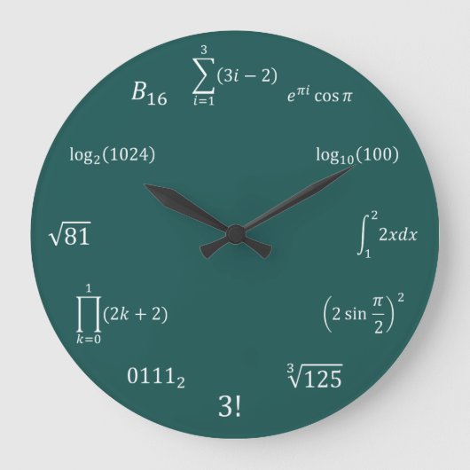 Math-Gleichungen und Notationen Große Wanduhr (Vorderseite)