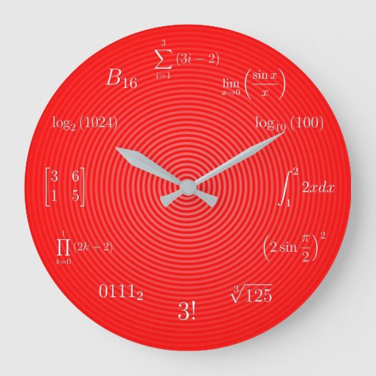 Math-Gleichungen und Notationen Große Wanduhr (Vorderseite)