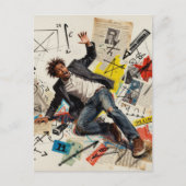 Math is Hard Man Mixed Media Collage Postkarte (Vorderseite)