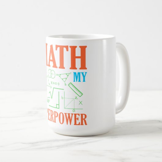 Math Is Superpower Teacher Mathematics Maths Kaffeetasse (VorderseiteRechts)