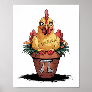 Math Lover Geek 3.14 Funny Chicken Pot Pi Day Poster