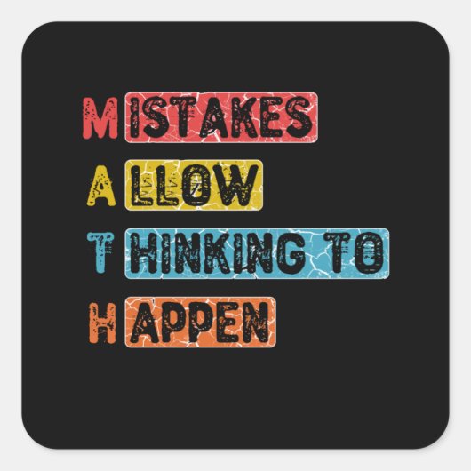 Math. Mistakes Allow Thinking To Happen - Teacher Quadratischer Aufkleber (Vorderseite)