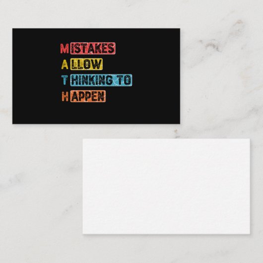 Math. Mistakes Allow Thinking To Happen - Teacher Visitenkarte (Vorne/Hinten)