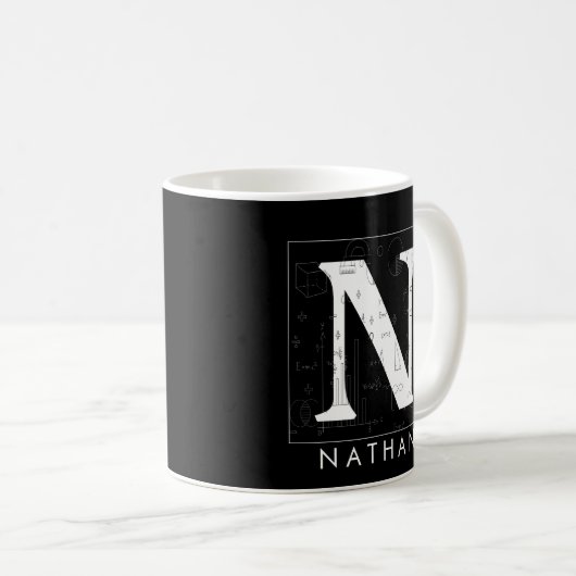 Math Monogram - Letter N-Tasse Kaffeetasse (VorderseiteRechts)