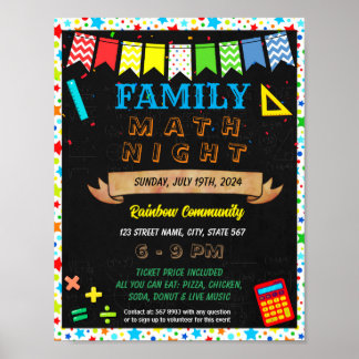 Math Night-Ereignisvorlage für Familien Poster