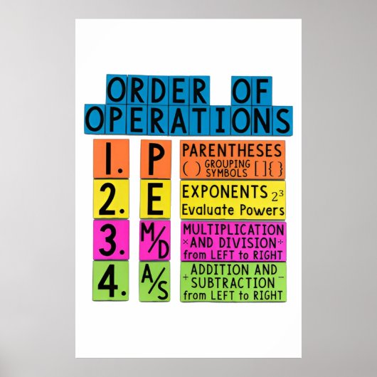 Math Order of Operations lustiges Poster (Vorne)