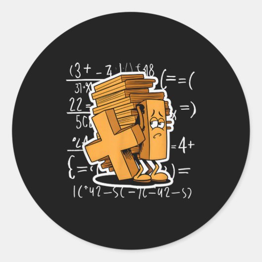 Math Overload Funny Equation Cartoon Runder Aufkleber (Vorderseite)