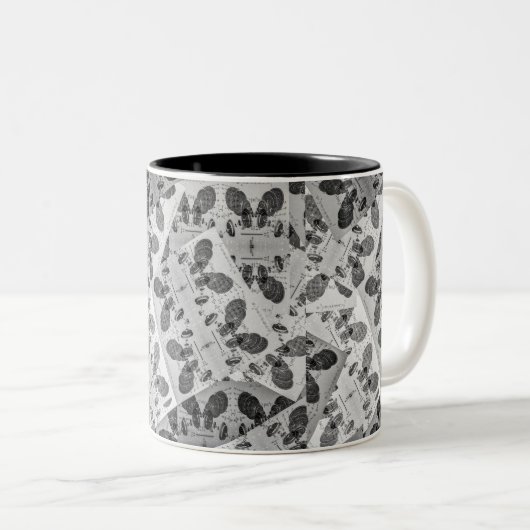 Math Patchwork schwarz-weiß Zweifarbige Tasse (VorderseiteRechts)