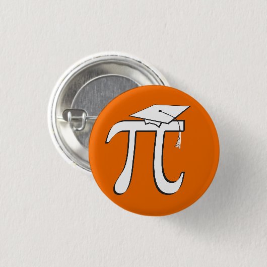 Math Pi Graduate © - Orange und Weiß Button (Vorne & Hinten)