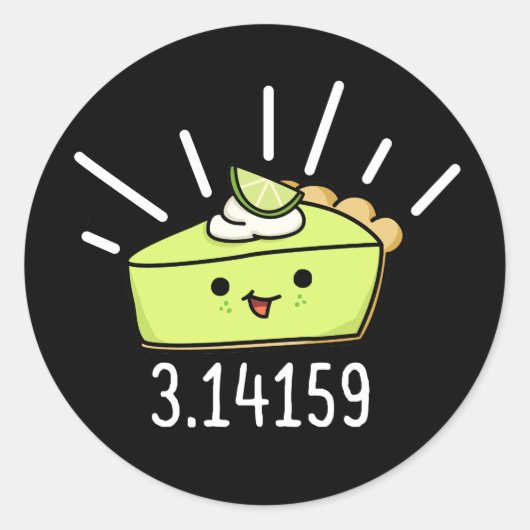 Math Pi Number Funny Pie Pun Dark BG Runder Aufkleber (Vorderseite)