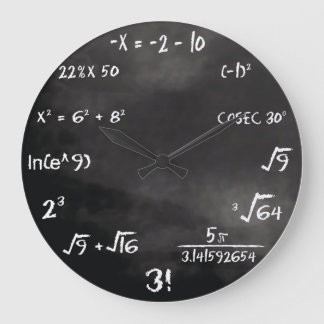 Math Quiz Round Clock (benutzerdefiniert) Große Wanduhr