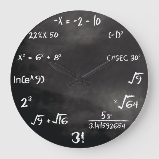 Math Quiz Round Clock (benutzerdefiniert) Große Wanduhr (Vorderseite)