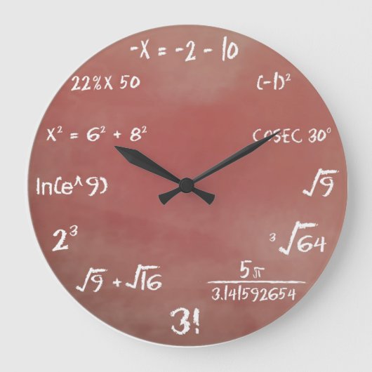 Math Quiz Wall Clock Große Wanduhr (Vorderseite)