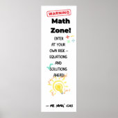 Math Quote Poster Warnung: Math Zone Class Decke (Vorne)