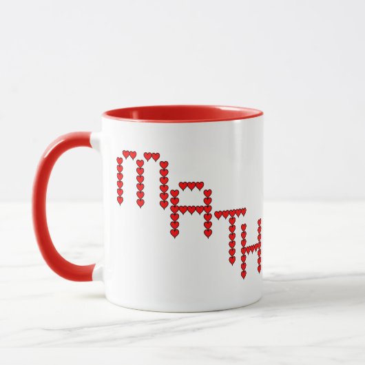 Math Red Hearts Text Tasse (Links)